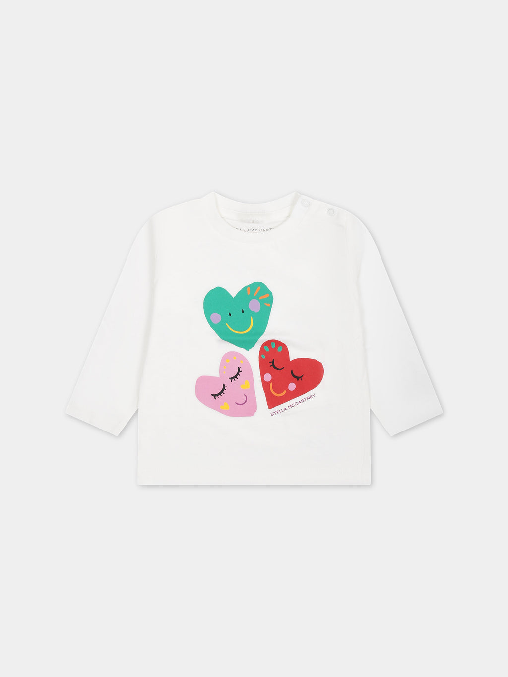T-shirt ivoire pour bébé fille avec imprimé coeurs